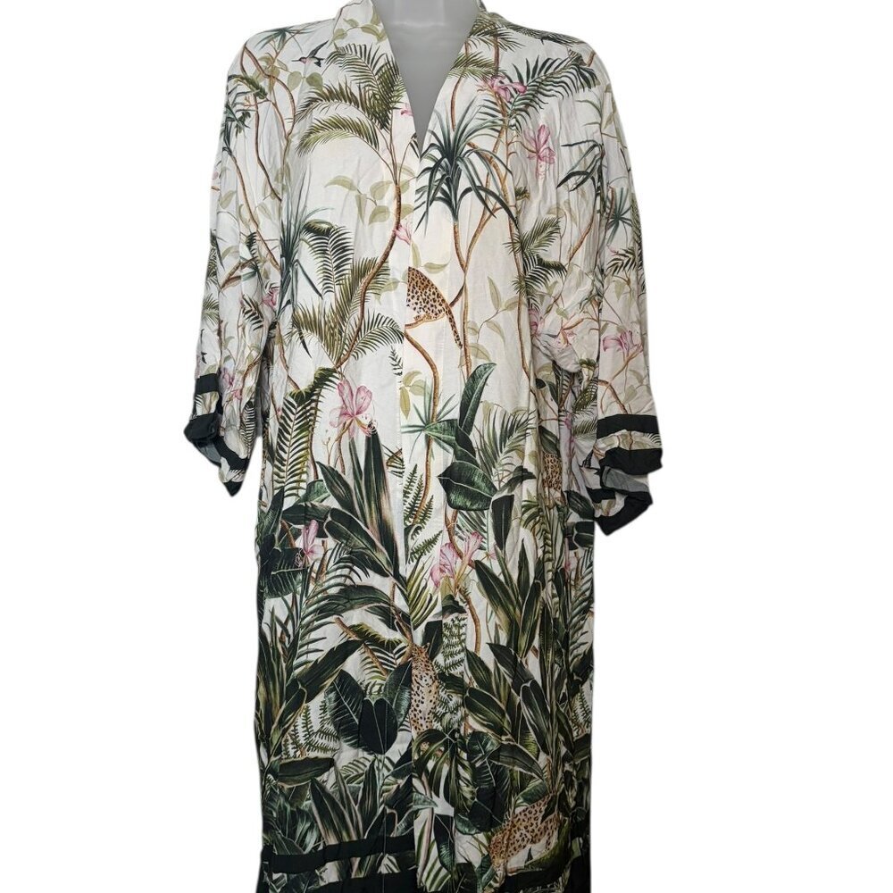 H&M Jungle Print Kimono XS/S Viscose Open Front Cover-Up - Picture 3 of 7